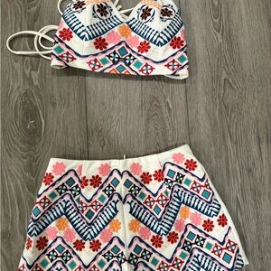 Lulu's White Floral-Accent Strappy Top And Short Set!